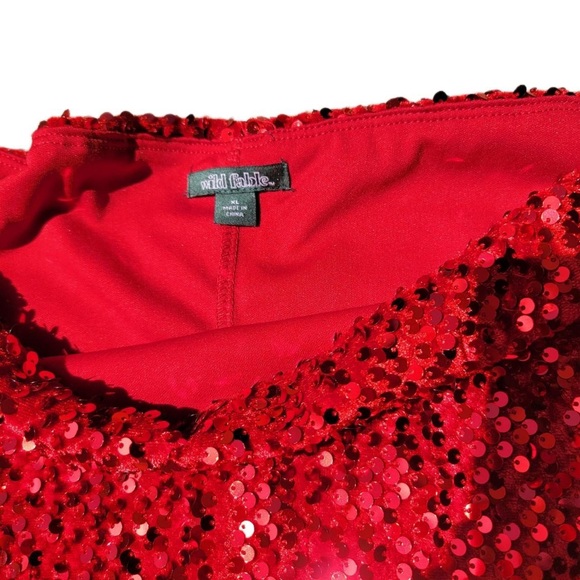 Wild Fable Shiny Red Sequin Low Rise Bodycon Mini Skirt; Target Style Sequins - Picture 3 of 5